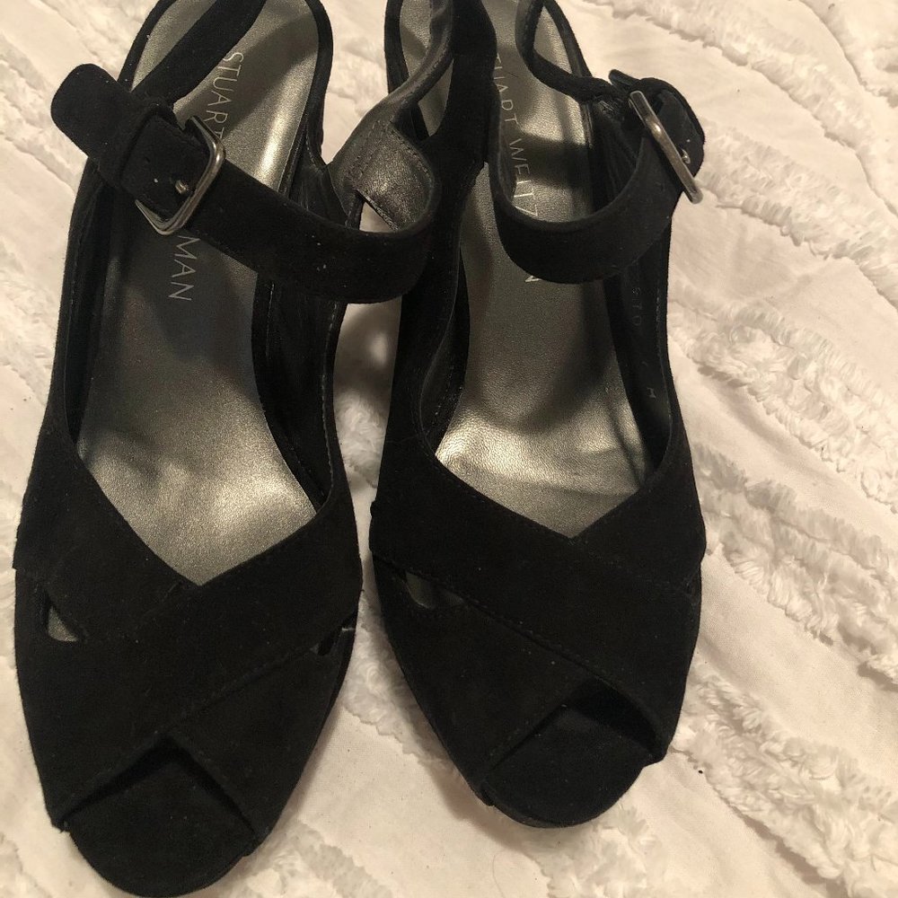 Black Suede Leather Stuart Weitzman Platform Shoes